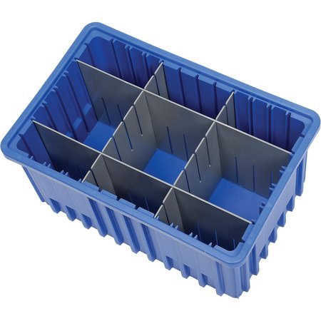Plastic Dividable Grid Container, 16-1/2L x 10-7/8W x 8H, Blue -  QUANTUM, DG92080BL
